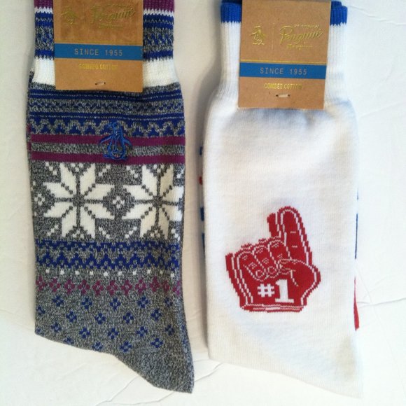 Original Penguin Other - 2 PAIRS OF PENGUIN MENS NEW COTTON BLEND DRESS SOCKS ONE SIZE